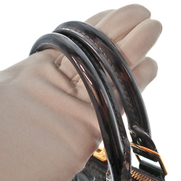 Louis Vuitton Alma Handbag Vernis Amaranth Purple Wine Brown Leather - Picture 9 of 9